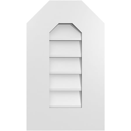 Ekena Millwork Octagonal Top Surface Mount PVC Gable Vent w/ 3-1/2"W x 1"P Standard Frame, 12"W x 20"H GVPOT12X2001SN